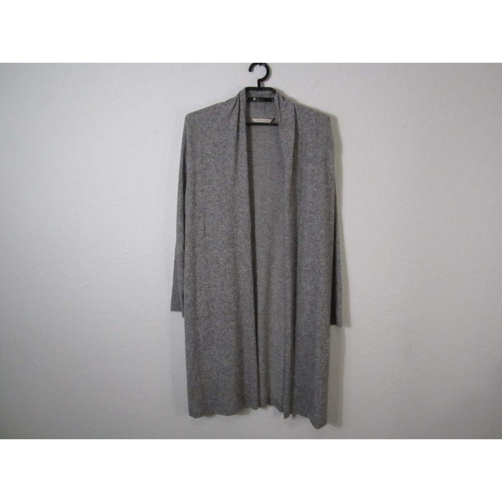 Soft Surroundings Duster Cardigan Womens Size L Gray Rayon Blend Heathered Comfy